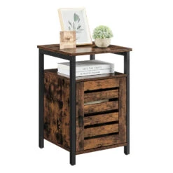 O'DADDY® Nachtkastjes Industrieel - Bijzettafels - 40x40x60 - Bruin -Slaap Zone 1000012514 0102