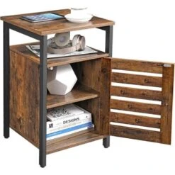 O'DADDY® Nachtkastjes Industrieel - Bijzettafels - 40x40x60 - Bruin -Slaap Zone 1000012514 0110