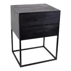 LOFT42 Evi Nachtkastje Met 2 Lades - Zwart Mangohout - Metaal - 60x45x38