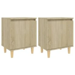 VidaXL Nachtkastjes 2 St Met Houten Poten 40x30x50 Cm Sonoma Eiken