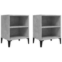 VidaXL Nachtkastjes 2 St Met Metalen Poten 40x30x50 Cm Betongrijs