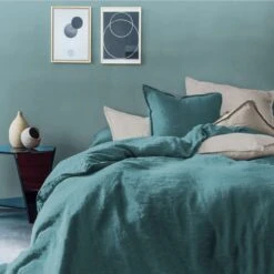 Matt & Rose Set Kussenslopen Groen - 65 X 65 Cm - 100% Linnen -Slaap Zone 1000038495 0102