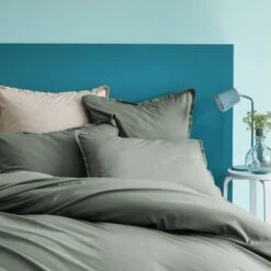 Matt & Rose Set Kussenslopen Groen - 65 X 65 Cm - Gewassen Katoen -Slaap Zone 1000038499 0102