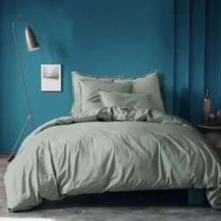 Matt & Rose Set Kussenslopen Groen - 50 X 70 Cm - Gewassen Katoen -Slaap Zone 1000038502 0103