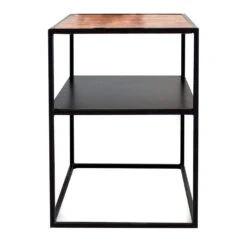 Industrieel Nachtkastje Valerie Visgraat - 35x55x47 Cm - Mangohout - Bruin