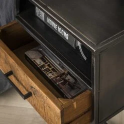 Hoyz - Nachtkastje Blend - 1 Lade - Zwart - Bruin -Slaap Zone 1000048447 0103