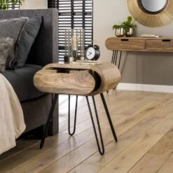 Hoyz - Nachtkastje Barrel Met 1 Lade - Bruin - 50x35x60 -Slaap Zone 1000048448 0102