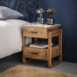 Hoyz - Nachtkastje Gobi - 2 Laden - Bruin - 45x40x55 -Slaap Zone 1000048454 0103