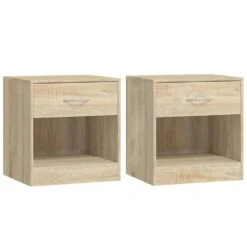 VidaXL Nachtkastje Met Lade Eikenkleur 2 St