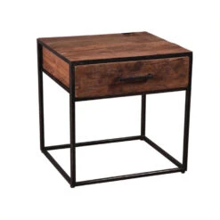 Giga Meubel Nachtkastje Hardhout - Stalen Frame - 1 Lade - Kast Float