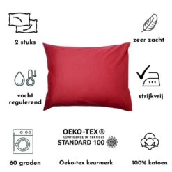 Zavelo Kussenslopen - Hotelkwaliteit - Set Van 2 Stuks - Rood - 60x70cm - 100... -Slaap Zone 1000061751 0103