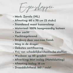 Zavelo Kussenslopen - Hotelkwaliteit - Set Van 2 Stuks - Roze - 60x70cm - 100... 7 Zavelo Kussenslopen - Hotelkwaliteit - Set Van 2 Stuks - Roze - 60x70cm - 100... -Slaap Zone 1000061753 0102