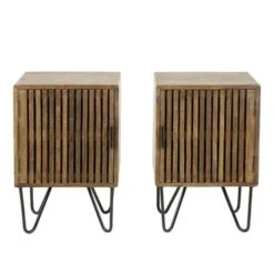 Nachtkastje Industrieel Tory Set Van 2 Mangohout 30x40x60 Cm Mangohout
