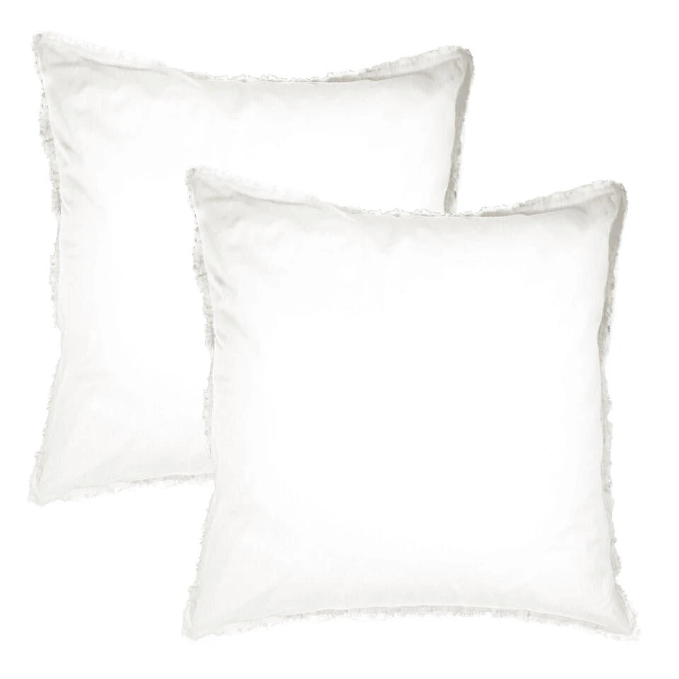 Matt & Rose Set Kussenslopen Wit - 65 X 65 Cm - Gewassen Katoen 3 Matt & Rose Set Kussenslopen Wit - 65 X 65 Cm - Gewassen Katoen