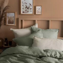 Matt & Rose Set Kussenslopen Mosgroen - 50 X 70 Cm - 100% Linnen -Slaap Zone 1000092157 0101