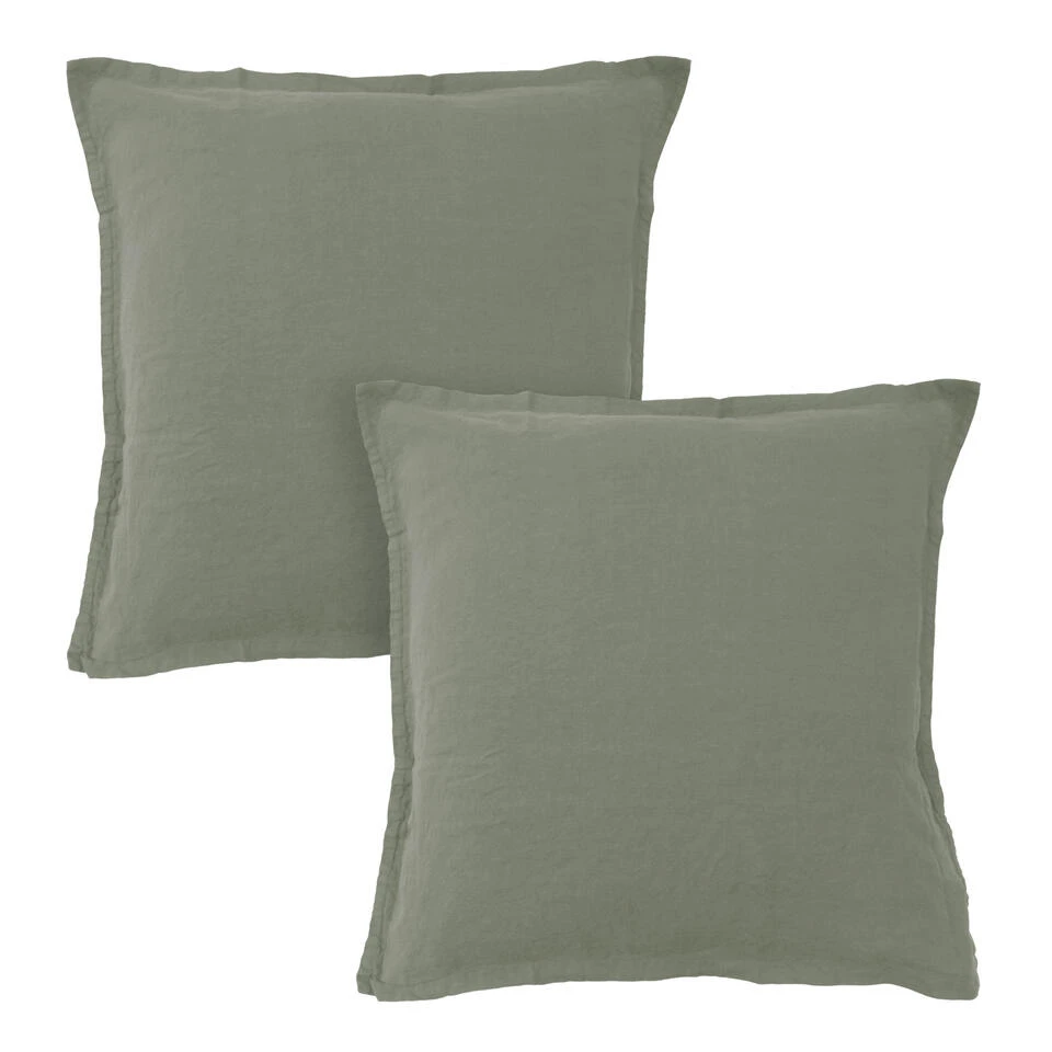 Matt & Rose Set Kussenslopen Mosgroen - 65 X 65 Cm - 100% Linnen 3 Matt & Rose Set Kussenslopen Mosgroen - 65 X 65 Cm - 100% Linnen