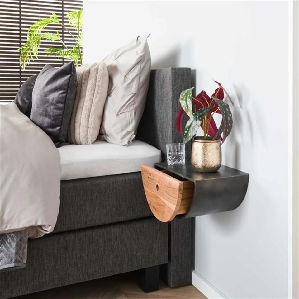 Zwevend Nachtkastje Kira Halfrond Acaciahout Set Van 2 25x40x15 Cm Hout 4 Zwevend Nachtkastje Kira Halfrond Acaciahout Set Van 2 25x40x15 Cm Hout - Afbeelding 2