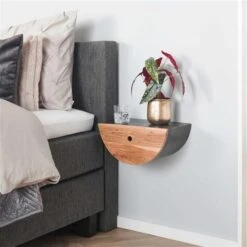 Zwevend Nachtkastje Kira Halfrond Acaciahout Set Van 2 25x40x15 Cm Hout 8 Zwevend Nachtkastje Kira Halfrond Acaciahout Set Van 2 25x40x15 Cm Hout -Slaap Zone 1000098604 0102