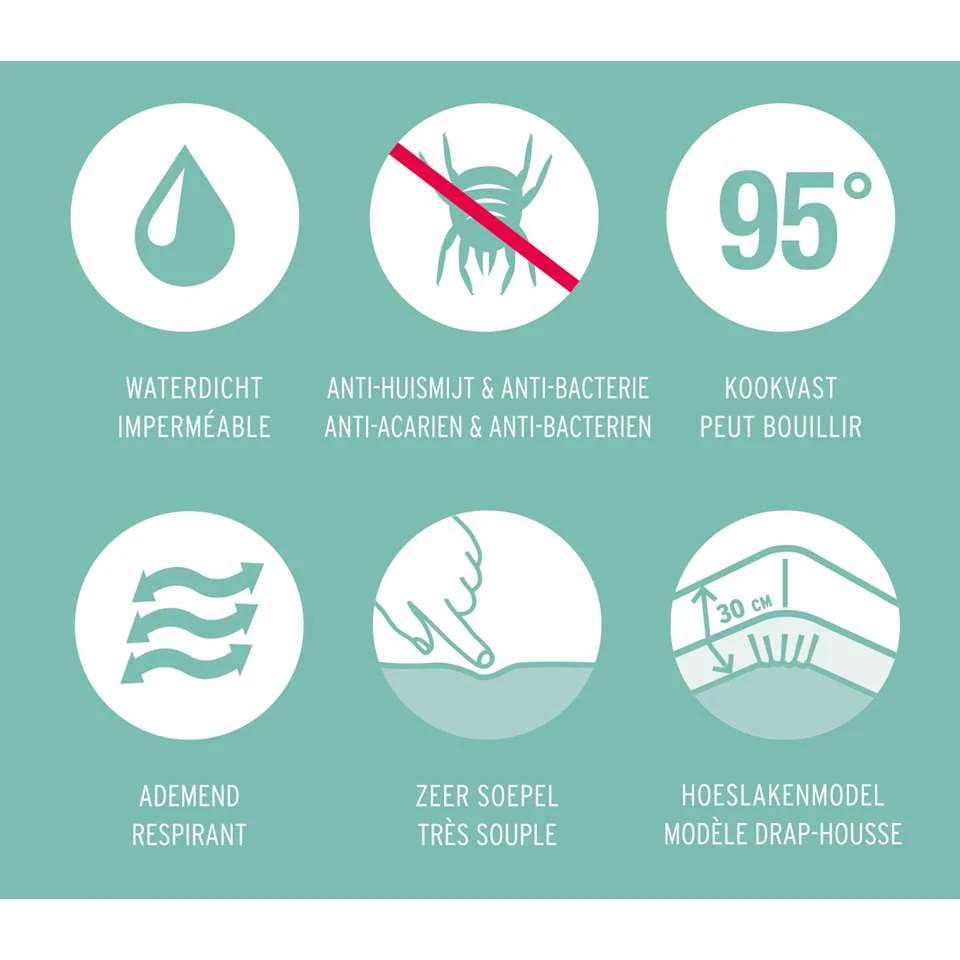 Mistral Home Matrasbeschermer Waterdicht -100% Katoen - 160x200x30 Cm 5 Mistral Home Matrasbeschermer Waterdicht -100% Katoen - 160x200x30 Cm - Afbeelding 3