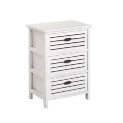 Beliani Nachtkast LUCKY - Wit Paulowniahout