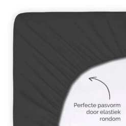 Byrklund - Hoeslaken Katoen - 140x200 Cm - Antraciet -Slaap Zone 1196039659 0103