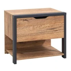 Nachtkastje Harvey - Donker Eiken-/antracietkleur - 46x54x40 Cm -Slaap Zone 12503490 0300