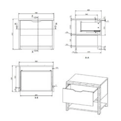 Nachtkastje Harvey - Donker Eiken-/antracietkleur - 46x54x40 Cm -Slaap Zone 12503490 9000