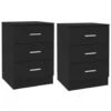 VidaXL Nachtkastjes 2 St 38x35x56 Cm Bewerkt Hout Zwart -Slaap Zone 1576889953