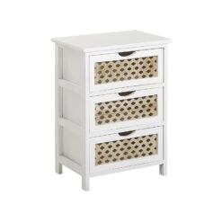 Beliani Nachtkast LUIS - Wit Paulowniahout