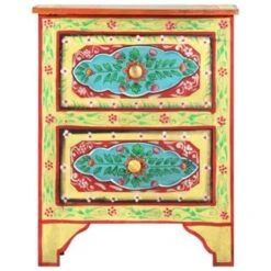 VidaXL Nachtkastje Handgeschilderd 40x30x50 Cm Massief Mangohout -Slaap Zone 1818839097 0103