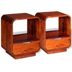 VidaXL Nachtkastjes Met Lade 2 St 40x30x50 Cm Massief Sheeshamhout -Slaap Zone 1b3132a175124b558b1cf86717bc2c3f