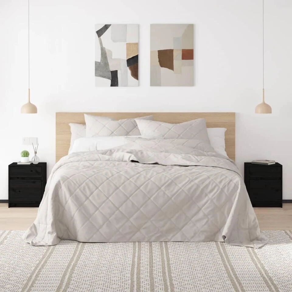 VidaXL Nachtkastjes 2 St 40x31x50 Cm Massief Grenenhout Zwart 4 VidaXL Nachtkastjes 2 St 40x31x50 Cm Massief Grenenhout Zwart - Afbeelding 2