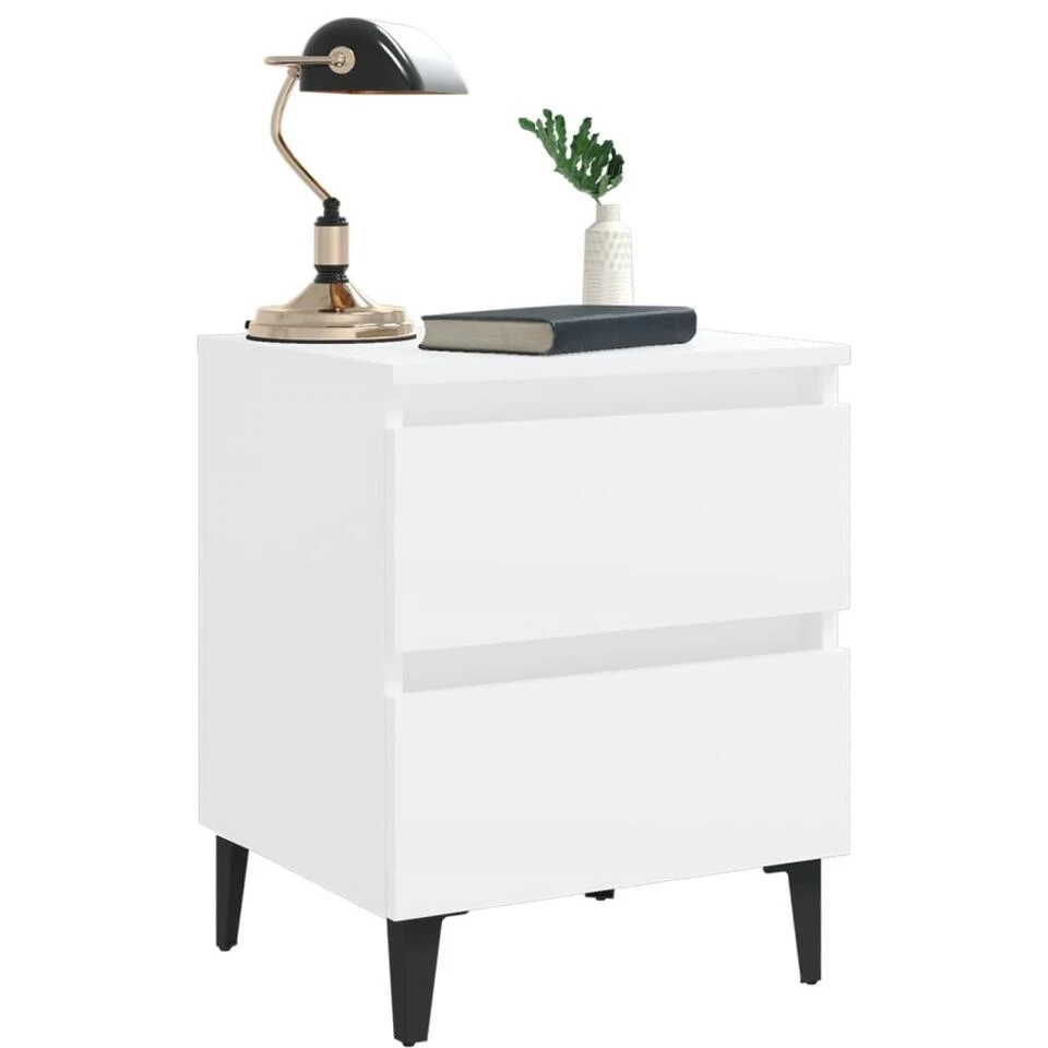 VidaXL Nachtkastje 40x35x50 Cm Bewerkt Hout Wit 4 VidaXL Nachtkastje 40x35x50 Cm Bewerkt Hout Wit - Afbeelding 2