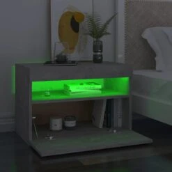 VidaXL Nachtkastje Met LED-verlichting 60x35x40 Cm Betongrijs -Slaap Zone 85a71fa155fa4b2b9dfcd037c686e919