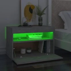 VidaXL Nachtkastjes 2 St Met LED-verlichting 60x35x40 Cm Betongrijs -Slaap Zone bd51a42e8cc34969b19b26660e4c9713