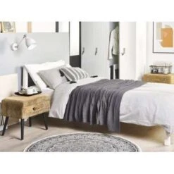 Beliani Nachtkast EUROSTAR - Beige Corduroy -Slaap Zone dabaedbb66a24482a7639816da6fa527