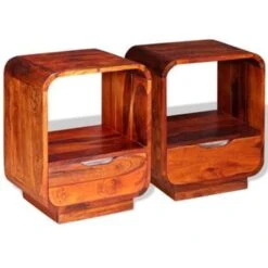 VidaXL Nachtkastjes Met Lade 2 St 40x30x50 Cm Massief Sheeshamhout -Slaap Zone dc28b8aed98e47759098277c6ea5c255