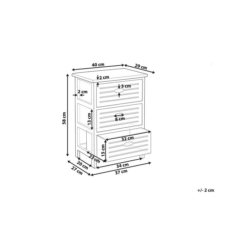 Beliani Nachtkast LUCKY - Wit Paulowniahout 6 Beliani Nachtkast LUCKY - Wit Paulowniahout - Afbeelding 4