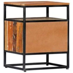 VidaXL Nachtkastje 40x30x50 Cm Massief Gerecycled Hout En Staal -Slaap Zone f28d3ee6d2f84014a57068360b864965