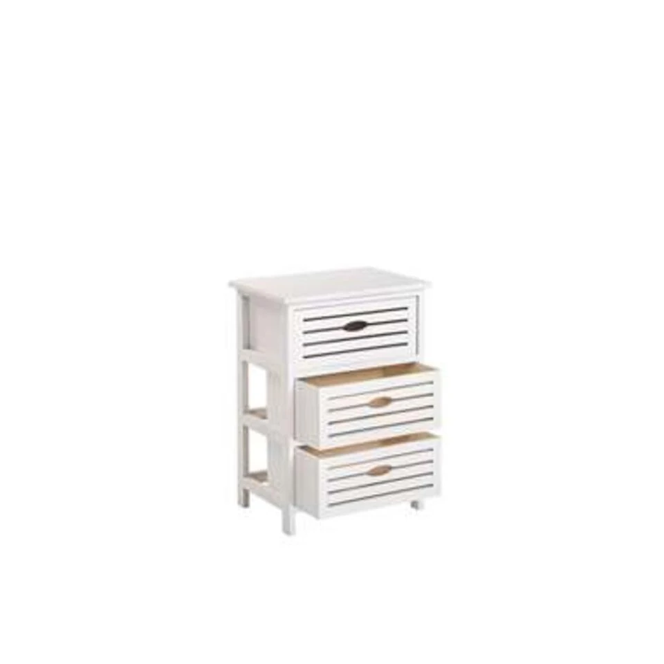 Beliani Nachtkast LUCKY - Wit Paulowniahout 4 Beliani Nachtkast LUCKY - Wit Paulowniahout - Afbeelding 2